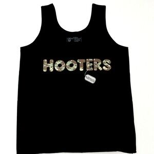 Hooters Black Crewneck Tee with White Logo